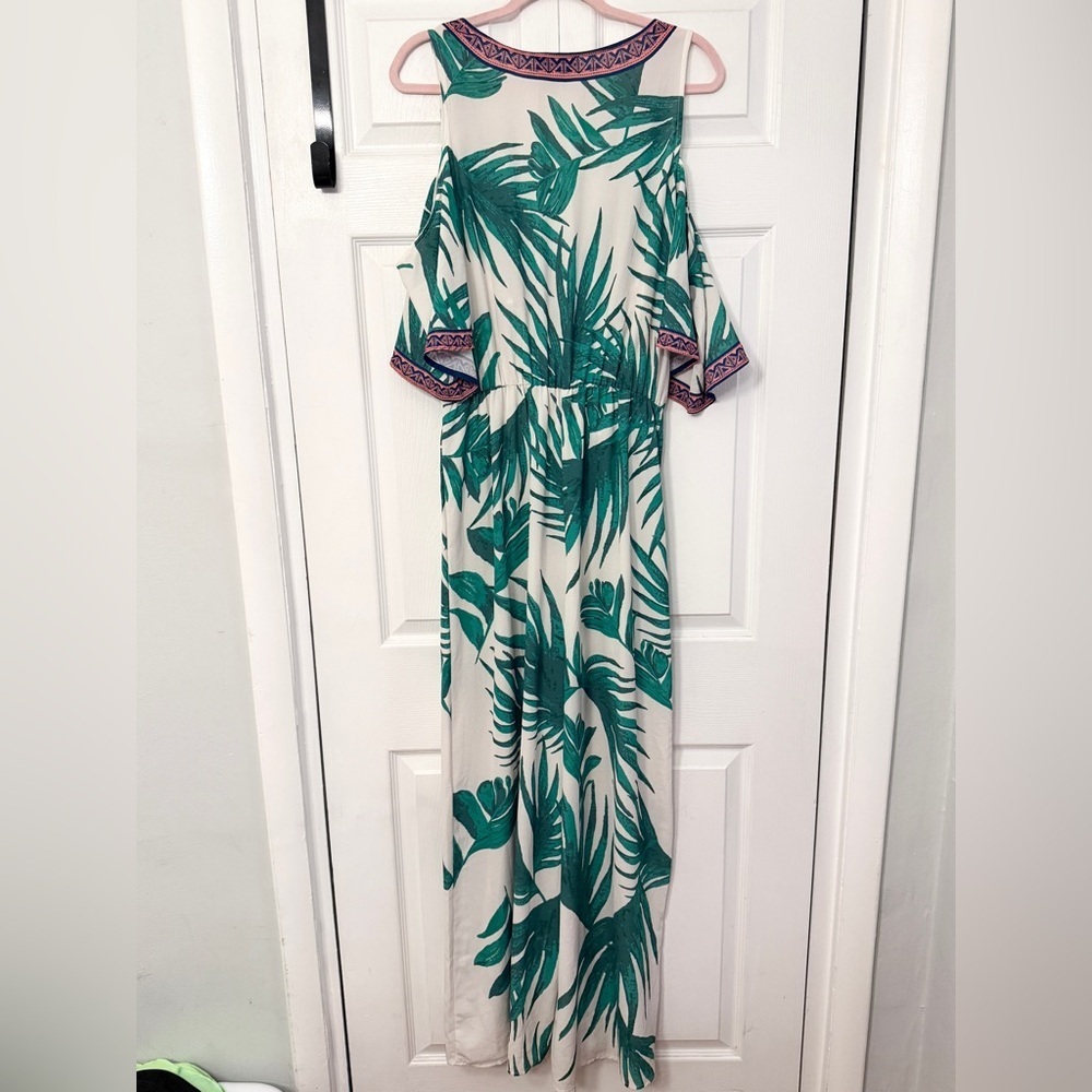 Tropical Green Leaf Print Jumpsuit - Picture 6 of 6